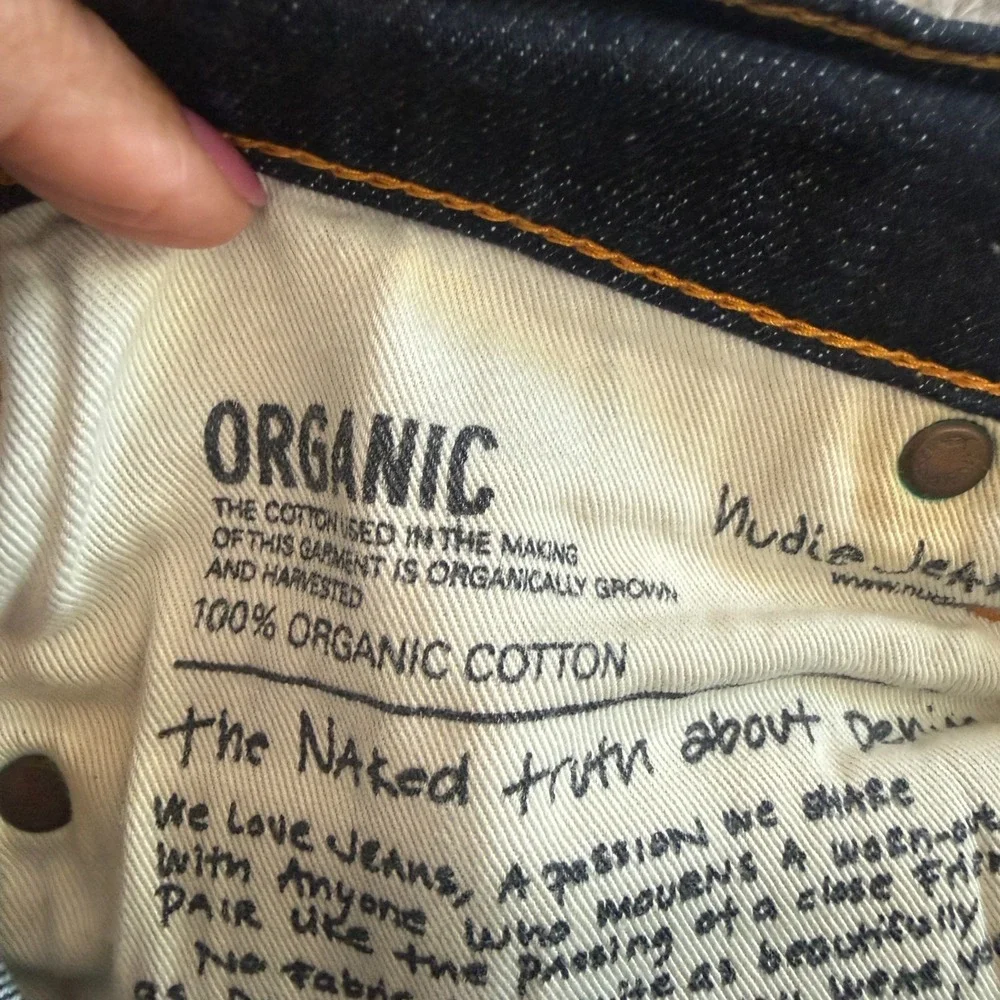 Nudie Jeans Brute Knut sz 27 x 32 Crinkle Blues Organic Cotton MSRP $240